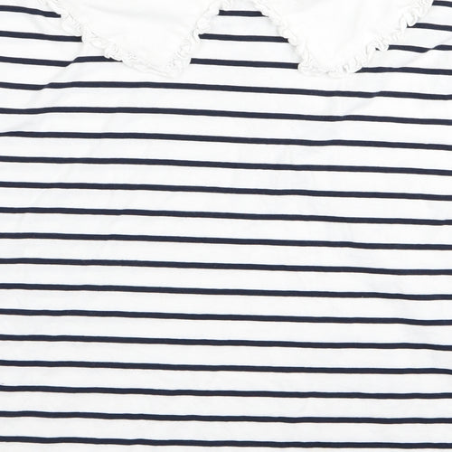 very  Womens White Striped  Basic Blouse Size M