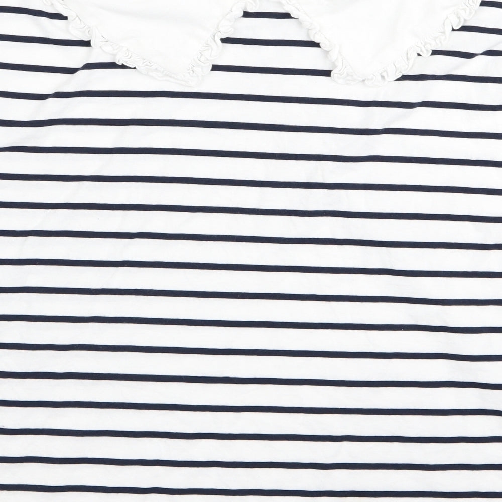 very  Womens White Striped  Basic Blouse Size M