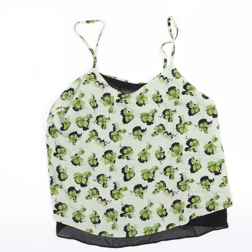 Topshop Womens Green Floral  Basic Blouse Size 10