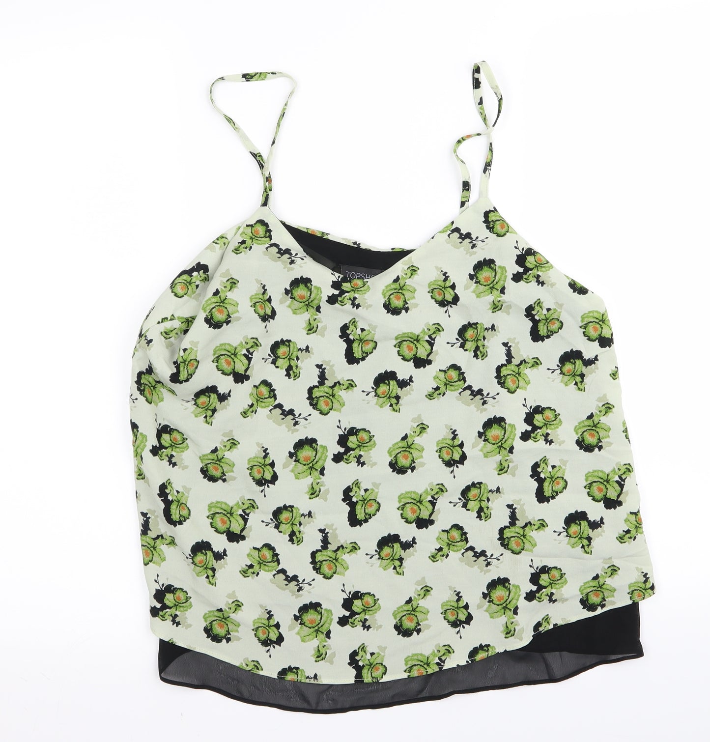 Topshop Womens Green Floral  Basic Blouse Size 10