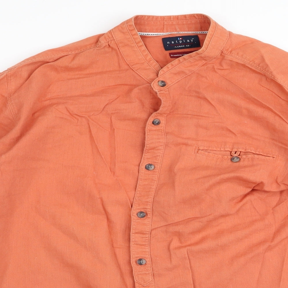 netplay Mens Orange    Button-Up Size 21