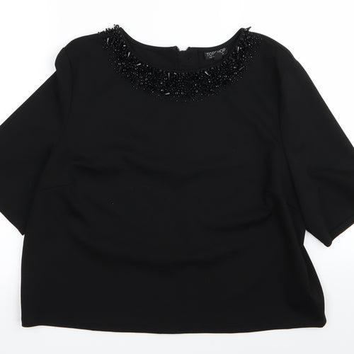 Topshop Womens Black  Rayon Basic T-Shirt Size 12