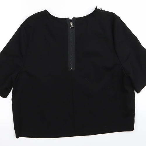 Topshop Womens Black  Rayon Basic T-Shirt Size 12