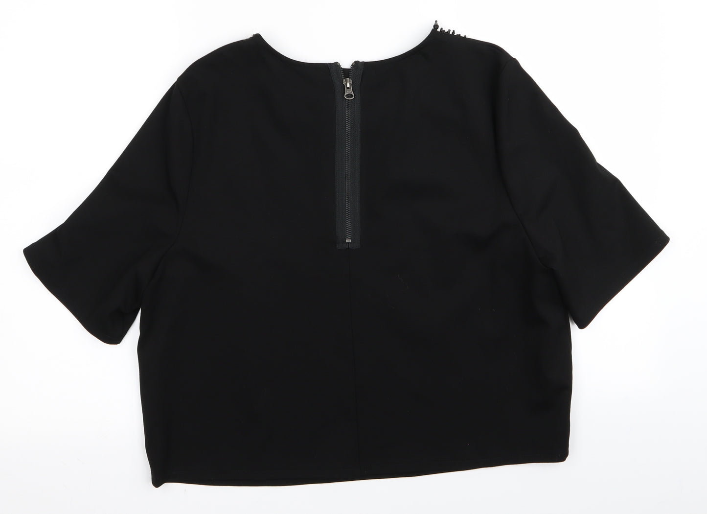 Topshop Womens Black  Rayon Basic T-Shirt Size 12