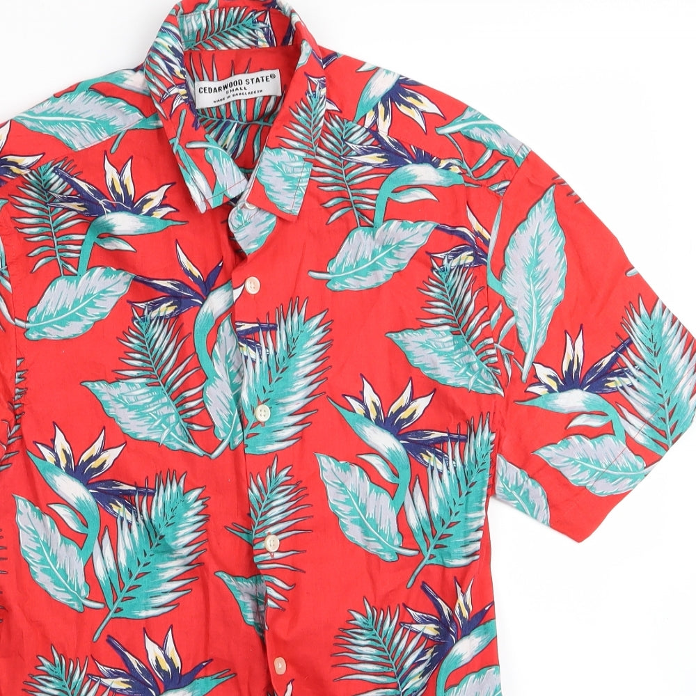 Primark Mens Red Floral   Button-Up Size S