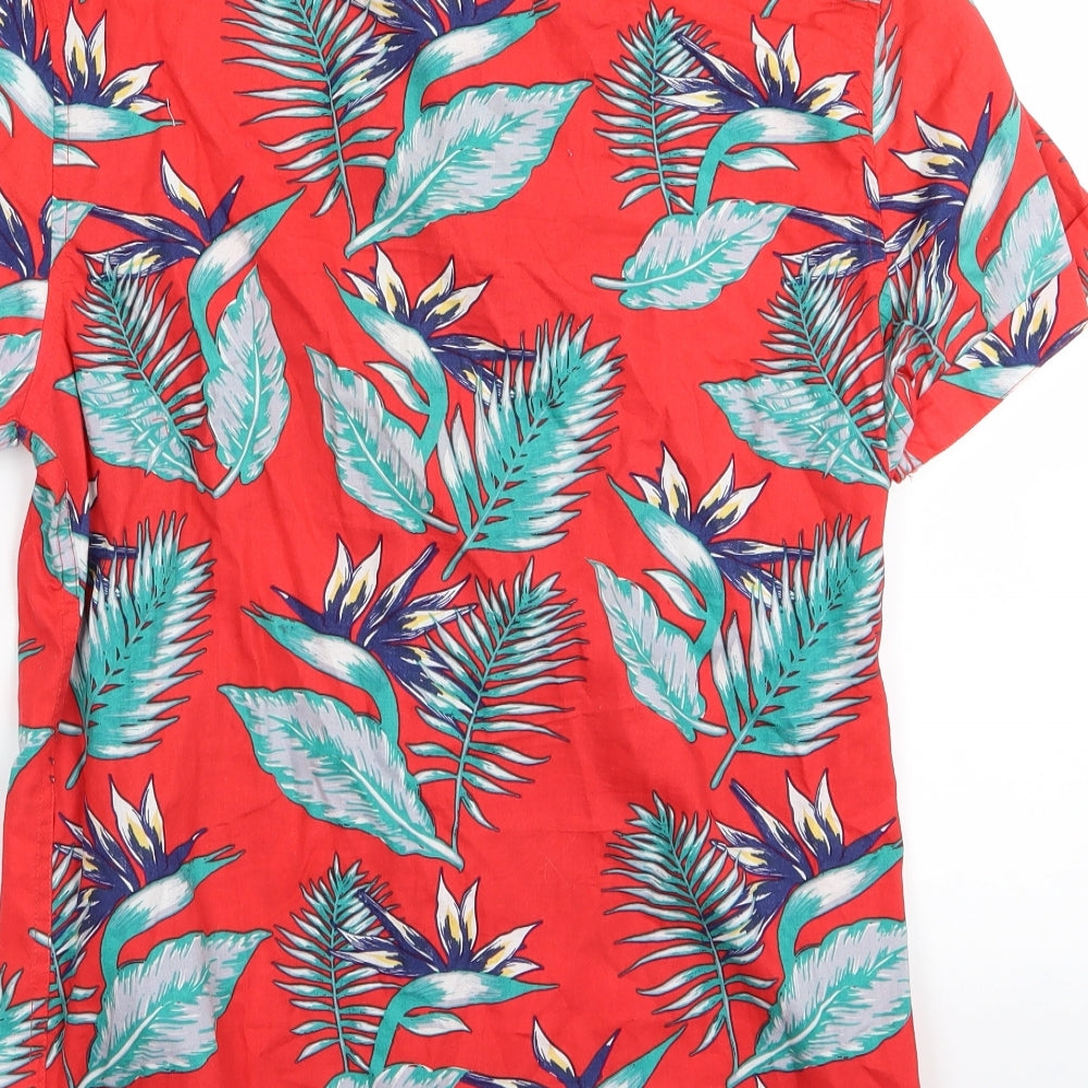 Primark Mens Red Floral   Button-Up Size S