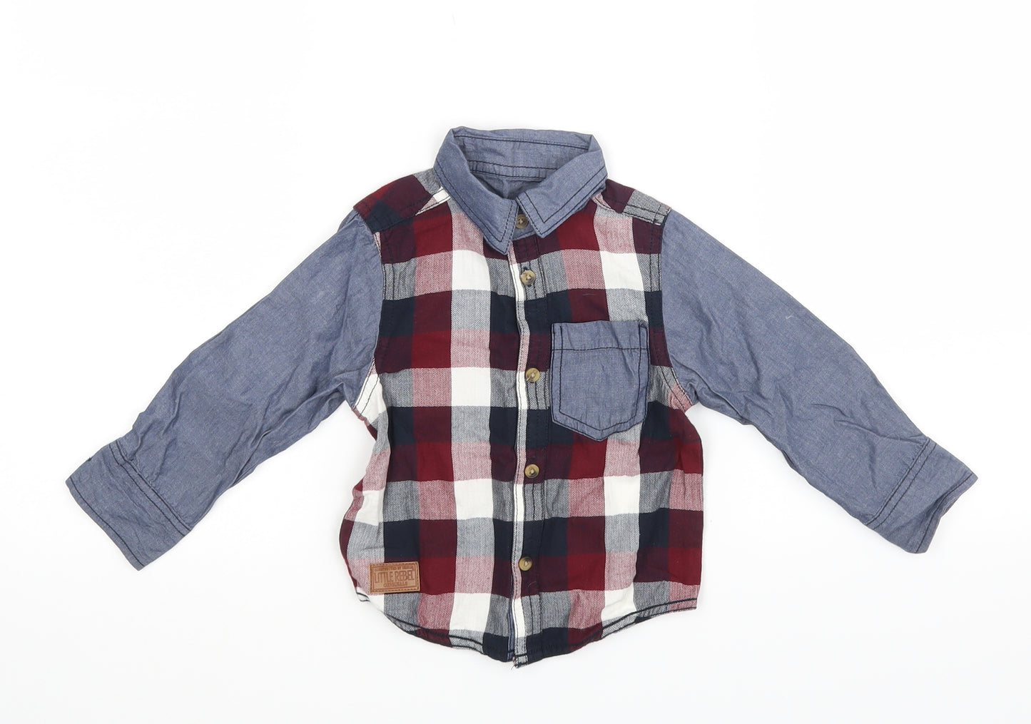 Little Rebel Baby Blue Check  Basic Button-Up Size 12-18 Months