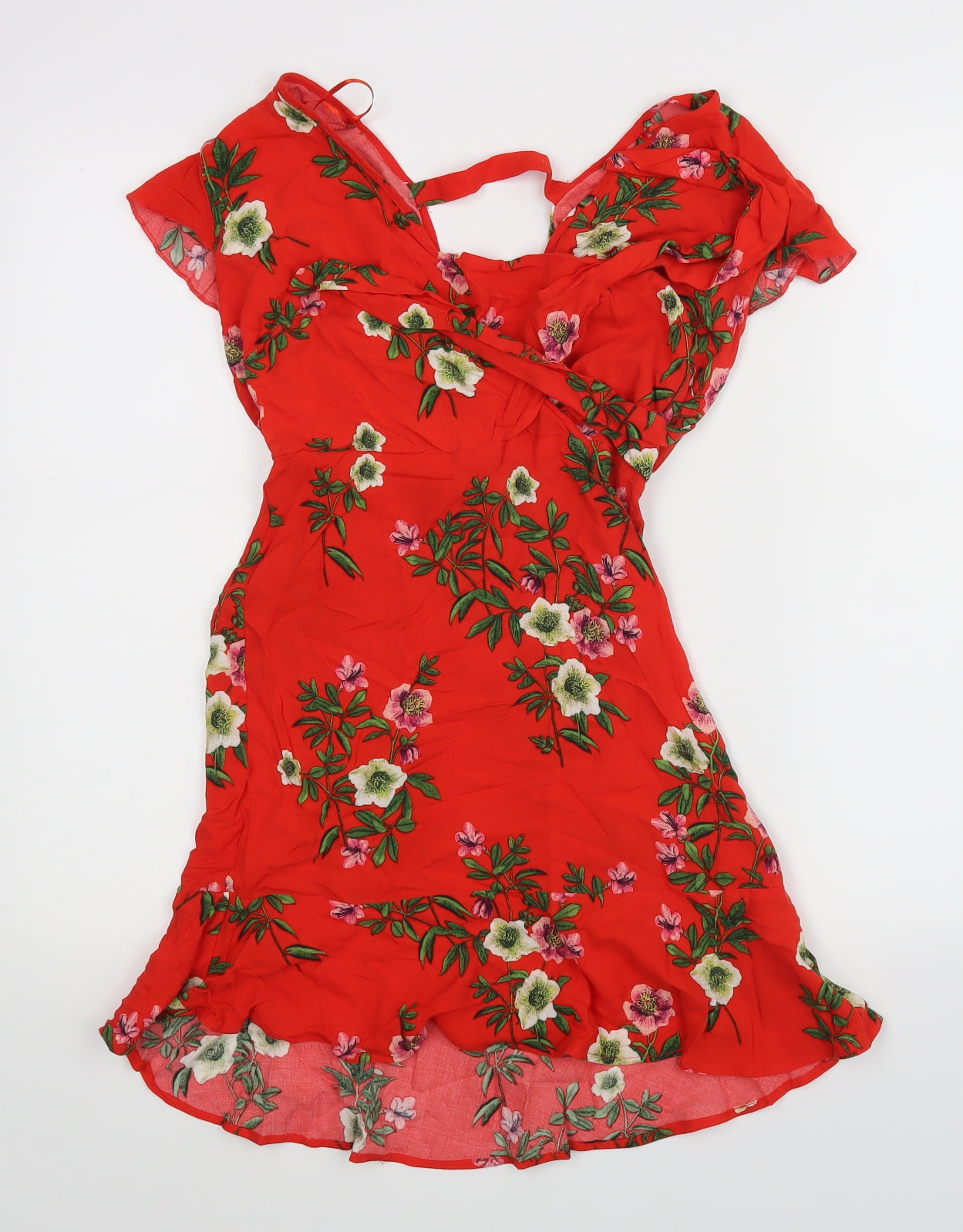 New Look Womens Red Floral  A-Line  Size 4