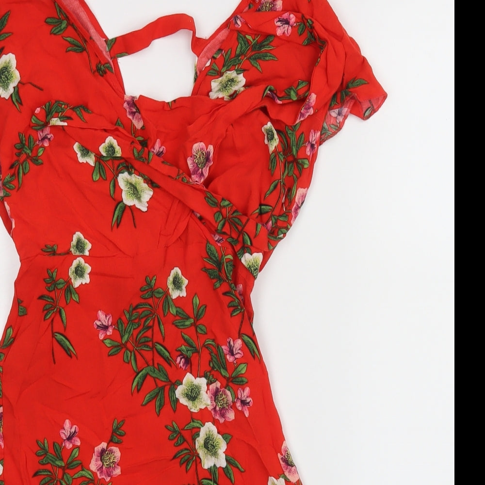 New Look Womens Red Floral  A-Line  Size 4