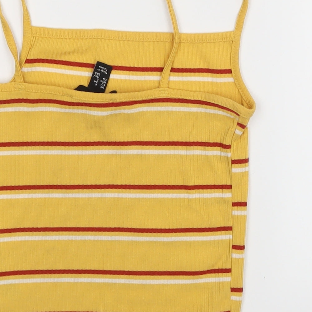New Look Womens Yellow Striped  Basic Tank Size 6