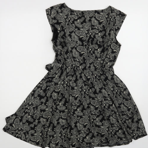 Snow Traffic Womens Black Floral  A-Line  Size S