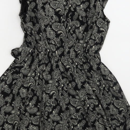 Snow Traffic Womens Black Floral  A-Line  Size S