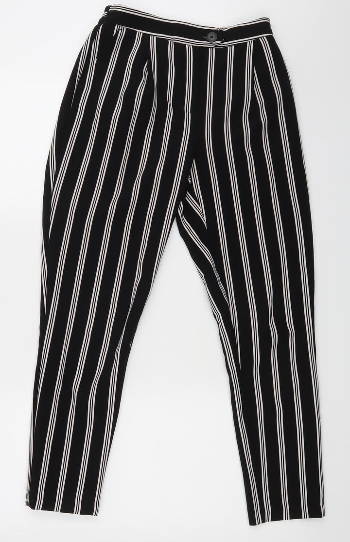 New Look Womens Black Striped Dress Pants Trousers Size 6 L25 in