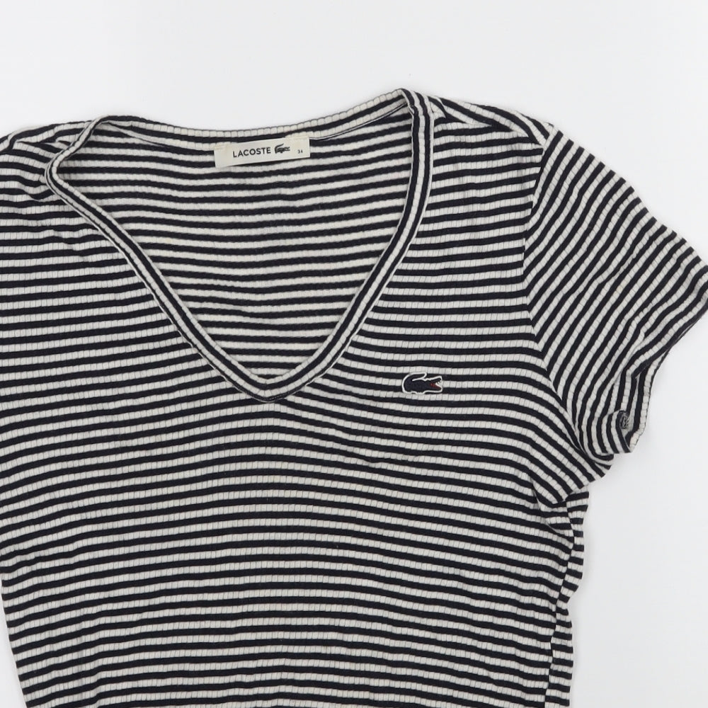Lacoste Womens Black Striped  Basic T-Shirt Size 34