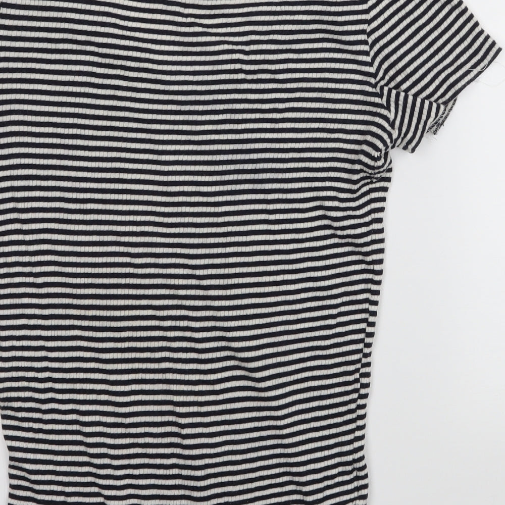 Lacoste Womens Black Striped  Basic T-Shirt Size 34