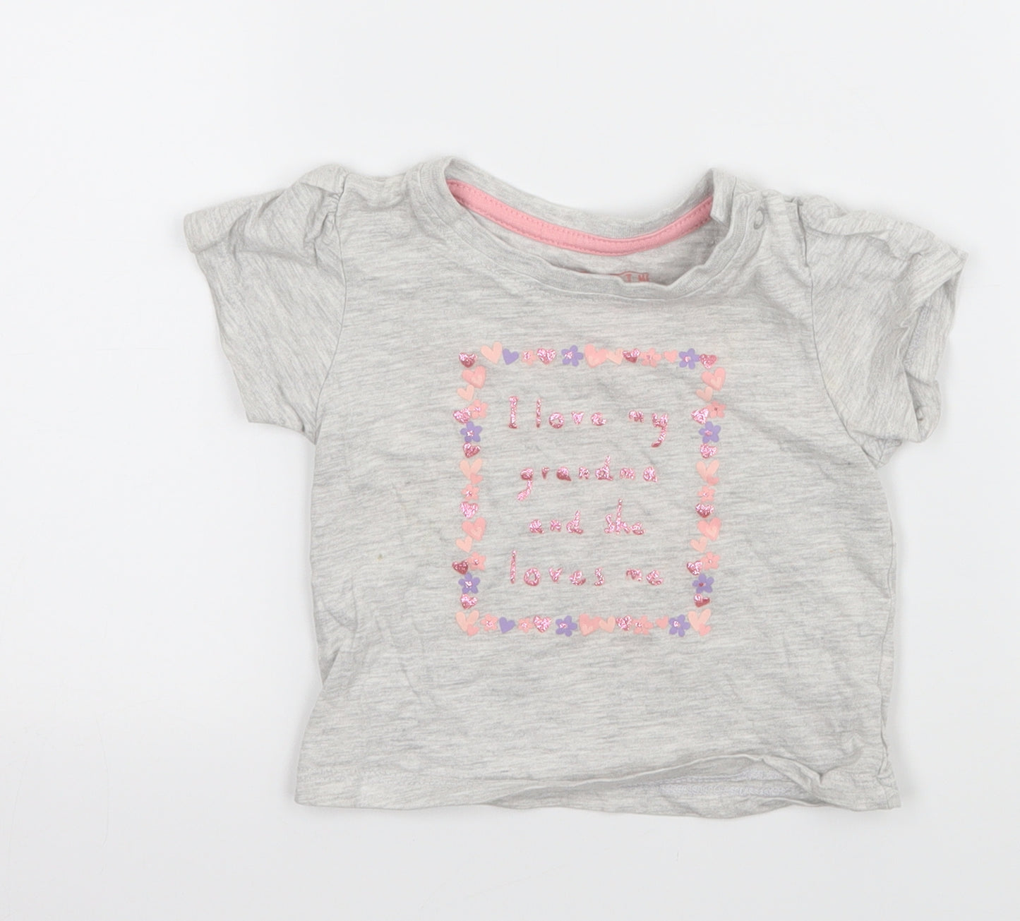 Primark Baby Grey   Basic T-Shirt Size 6-9 Months