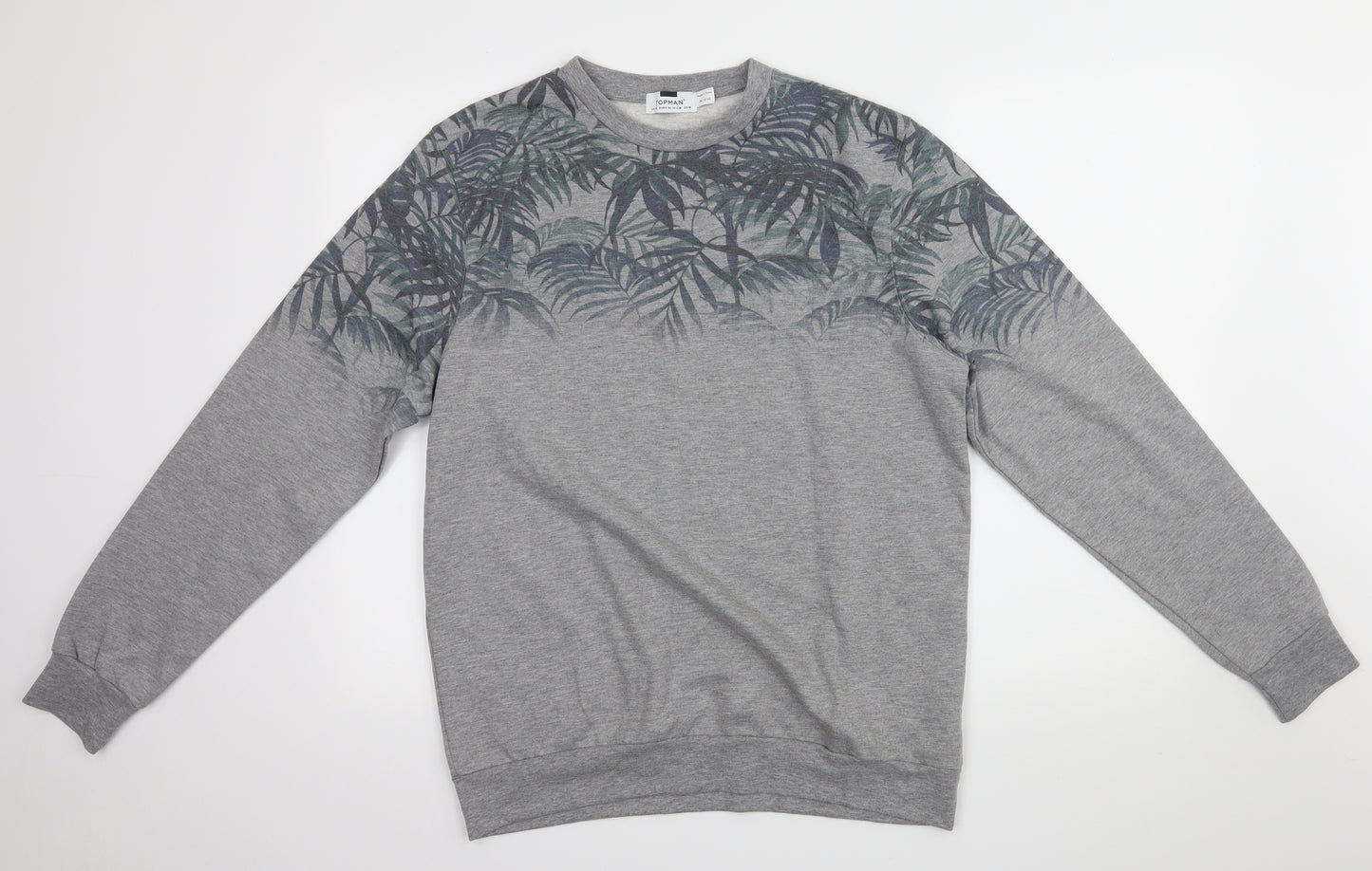 Topman Mens Grey Floral  Henley Jumper Size M