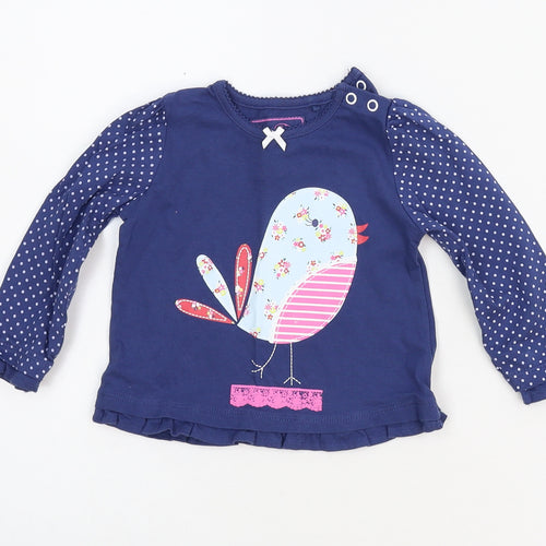 TU Girls Blue   Basic Blouse Size 6-9 Months  - bird