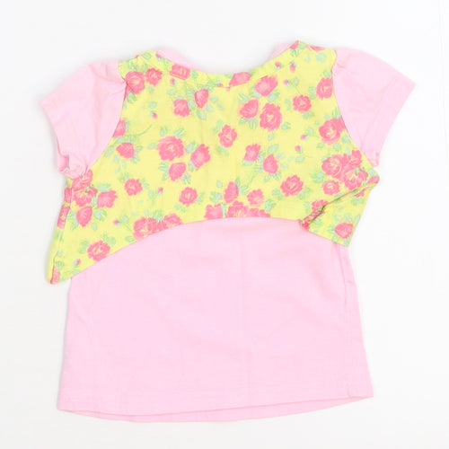 George Girls Pink Floral  Basic T-Shirt Size 6-9 Months