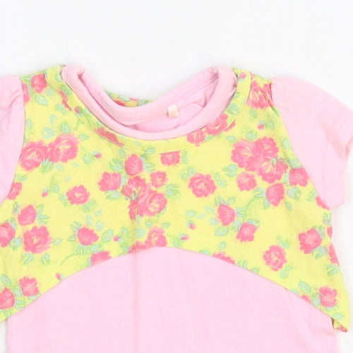 George Girls Pink Floral  Basic T-Shirt Size 6-9 Months