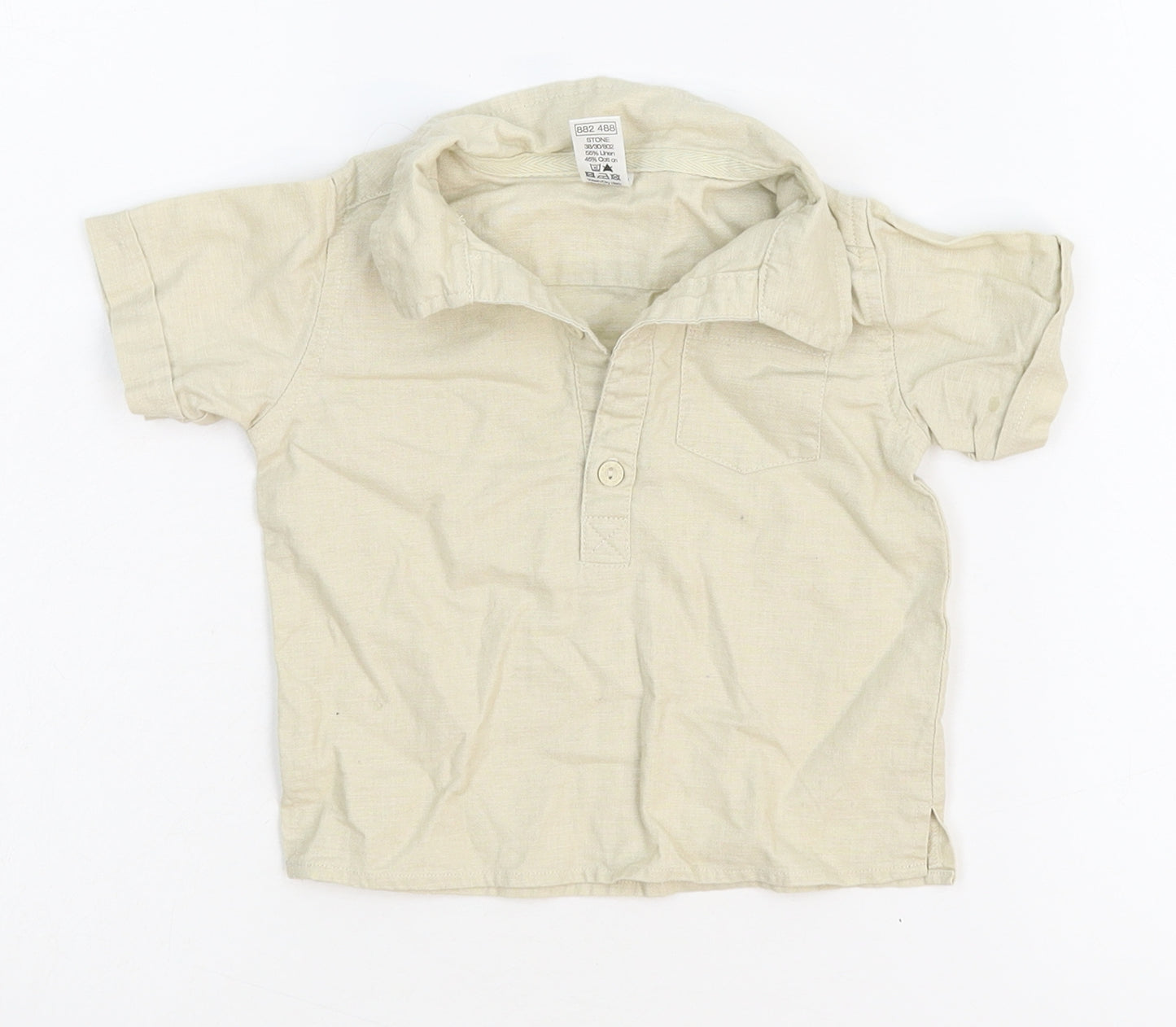 M&Co Boys Beige   Basic Dress Shirt Size 6-9 Months