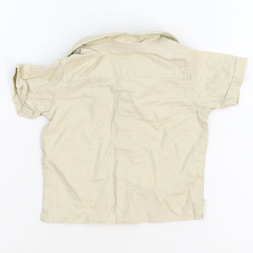 M&Co Boys Beige   Basic Dress Shirt Size 6-9 Months