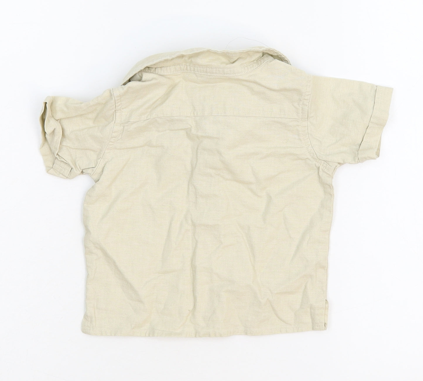 M&Co Boys Beige   Basic Dress Shirt Size 6-9 Months