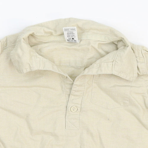 M&Co Boys Beige   Basic Dress Shirt Size 6-9 Months