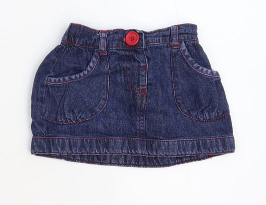 Front view of Next girls’ blue denim tutu skirt, size 6-9, months