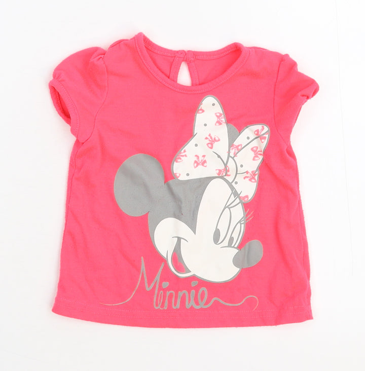 Disney Girls Pink Basic T-Shirt Size 12-18 Months - Mini Mouse