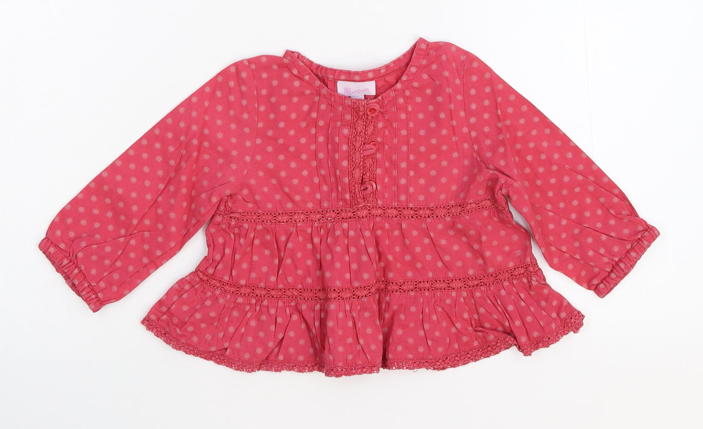Moonsoon Girls Pink   Basic T-Shirt Size 6-9 Months