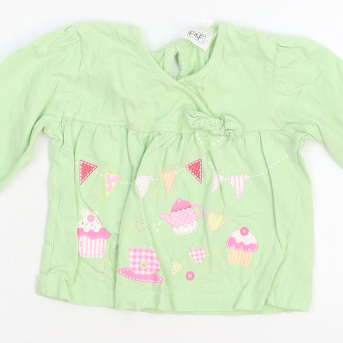 F&F Girls Green   Basic T-Shirt Size 6-9 Months