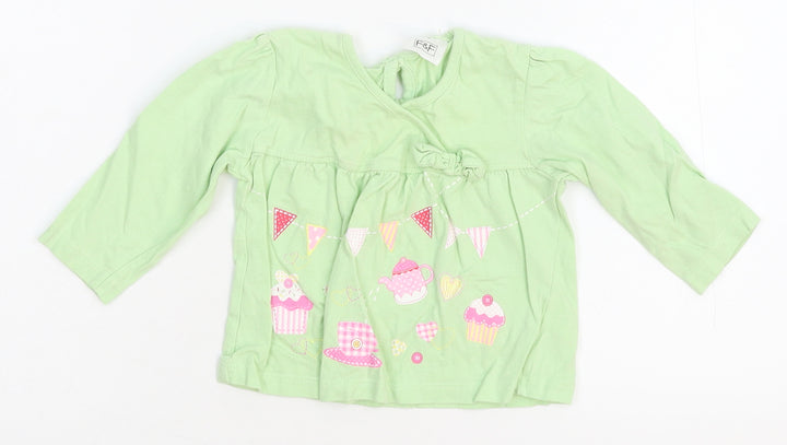 F&F Girls Green   Basic T-Shirt Size 6-9 Months