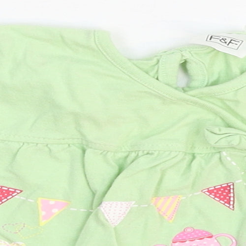 F&F Girls Green   Basic T-Shirt Size 6-9 Months