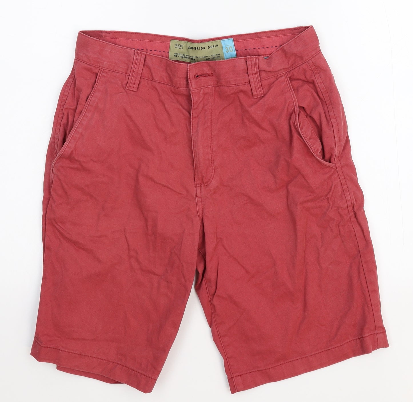 F&F Mens Red   Chino Shorts Size 30