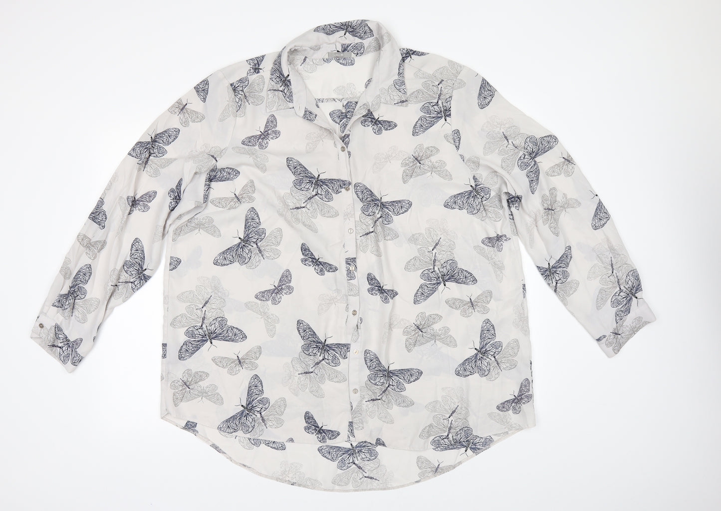 George` Womens Grey Floral  Tunic Button-Up Size 22
