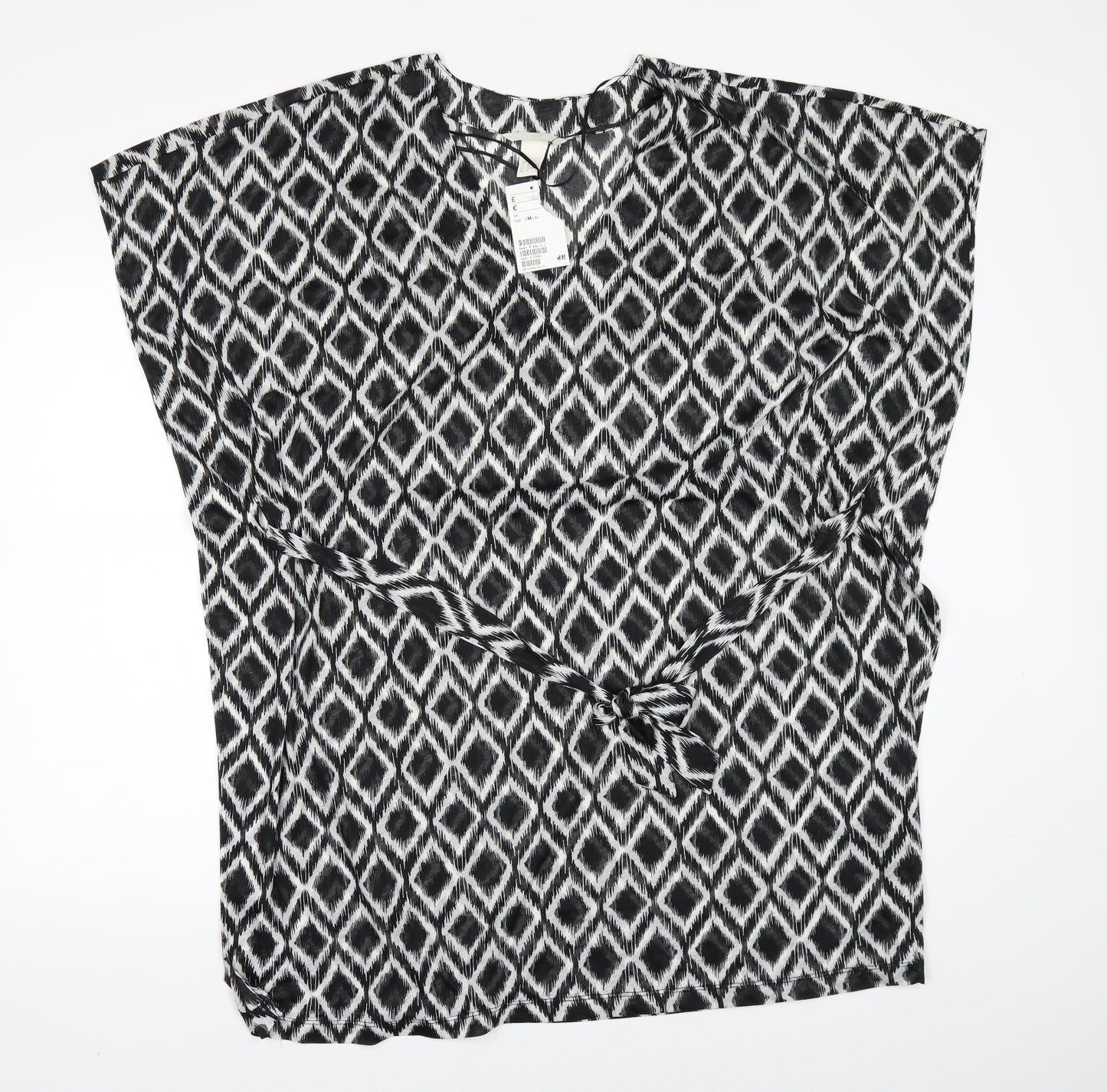 H&M Womens Black Geometric  Tunic Blouse Size M