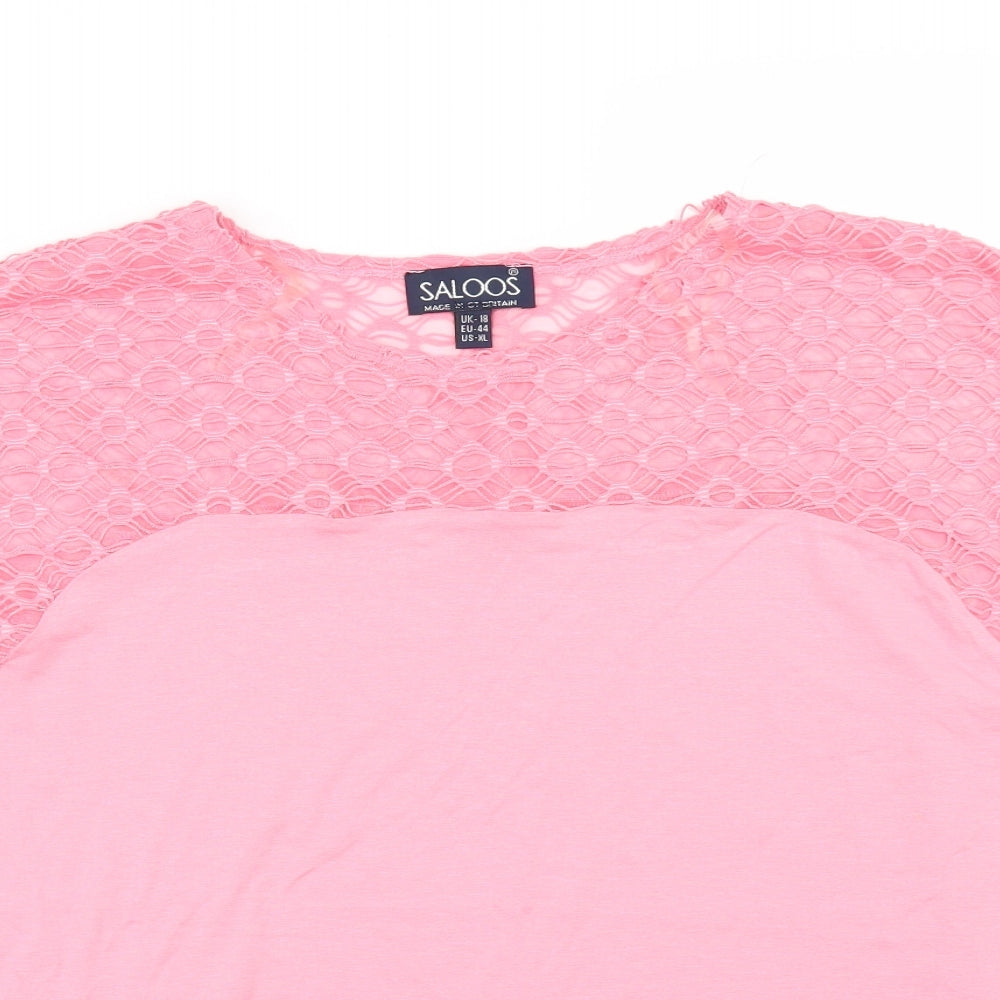 Saloos Womens Pink   Basic T-Shirt Size 18