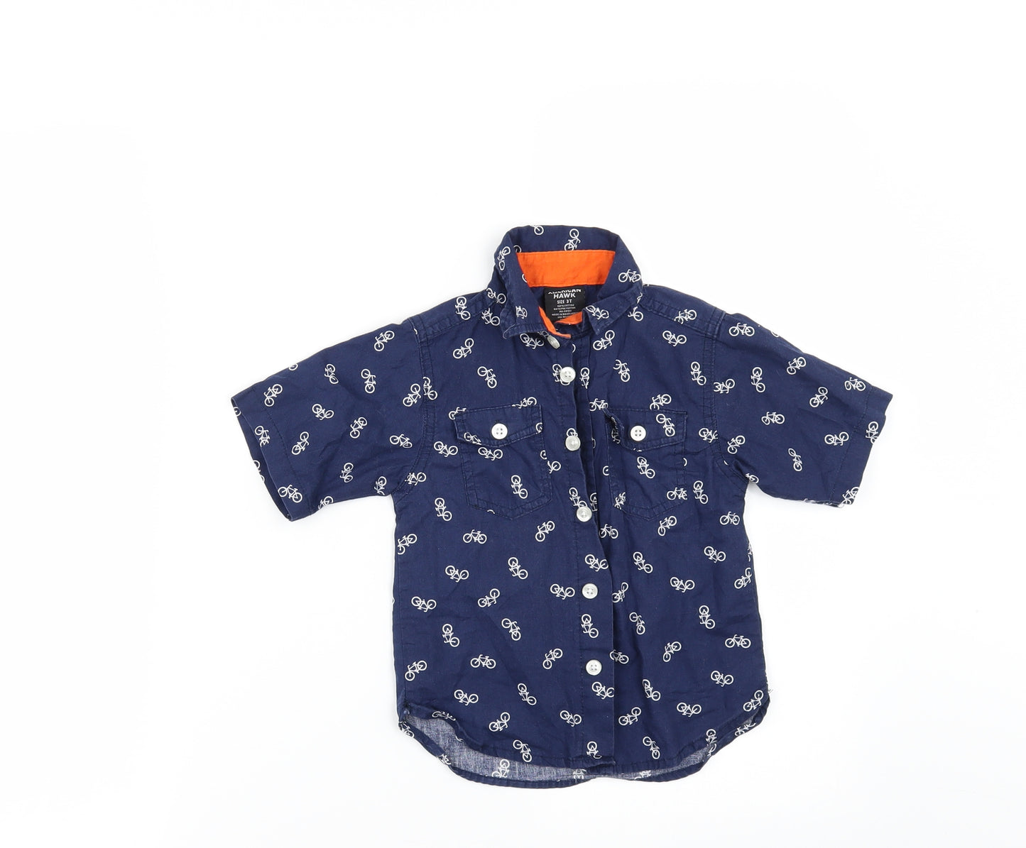 American Hawk Boys Blue Geometric  Basic Button-Up Size 3 Years
