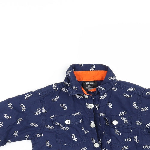 American Hawk Boys Blue Geometric  Basic Button-Up Size 3 Years