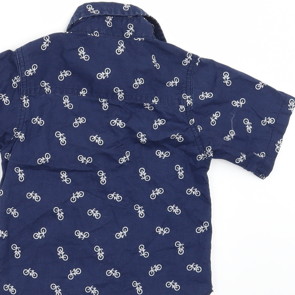 American Hawk Boys Blue Geometric  Basic Button-Up Size 3 Years
