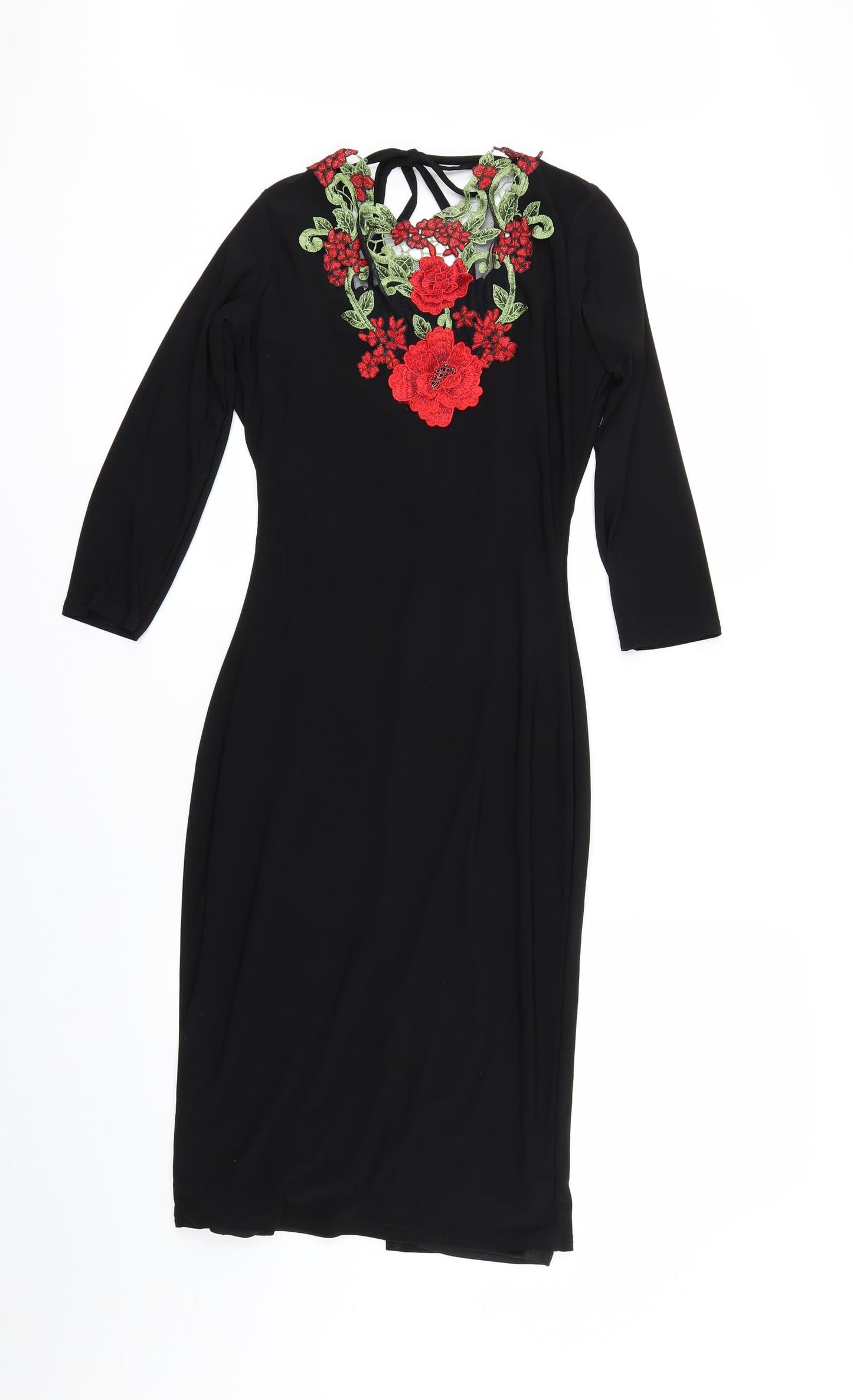 Quiz Womens Black Floral  Bodycon  Size 10  - Scoop Back