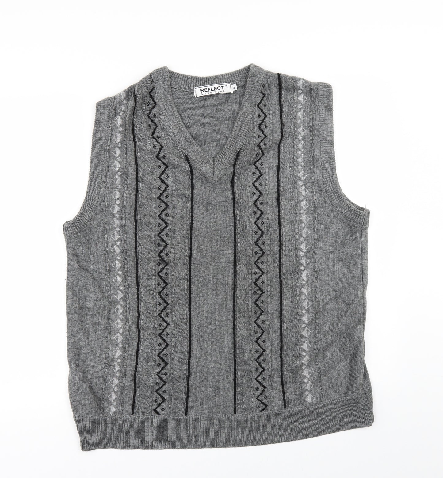 reflect Mens Grey Geometric  Vest Jumper Size M