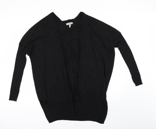 Front view of ASOS` women’s black cape jumper, size UK 14