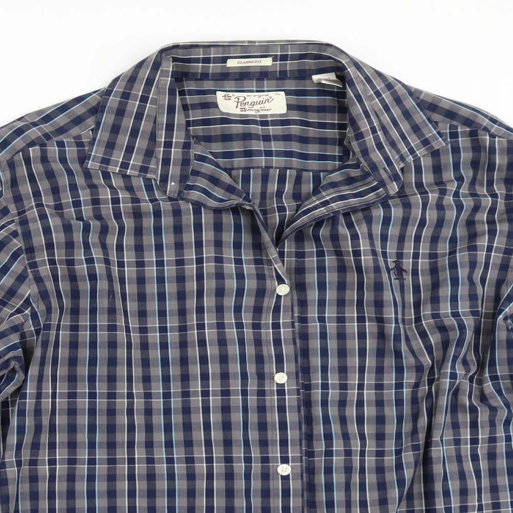Penguin Mens Blue Camouflage   Button-Up Size XL