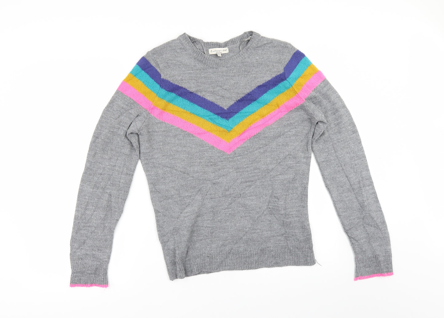 F&F` Womens Grey Striped  Pullover Jumper Size 12