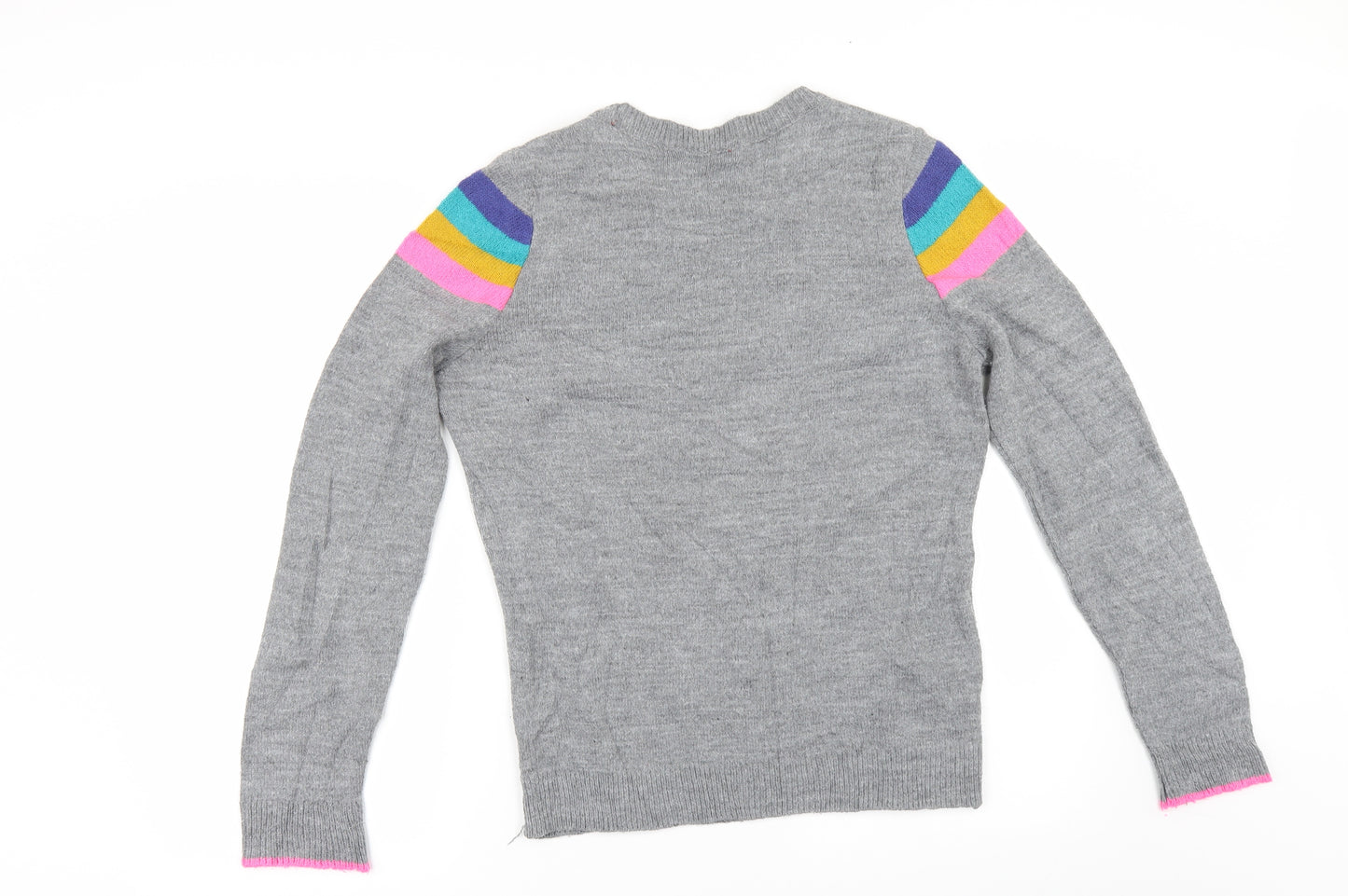F&F` Womens Grey Striped  Pullover Jumper Size 12