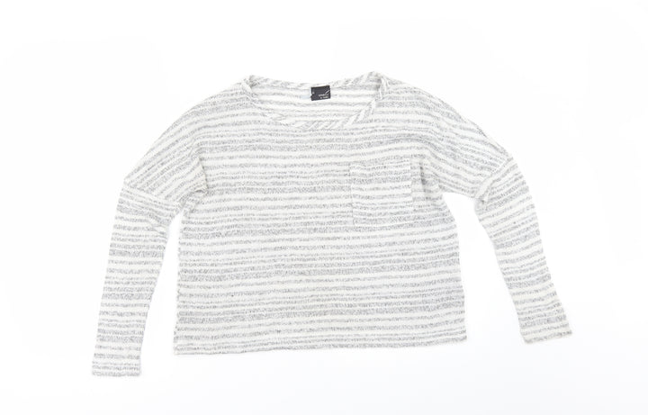 Sparkle & Fade Womens Grey Striped  Pullover Jumper Size XS