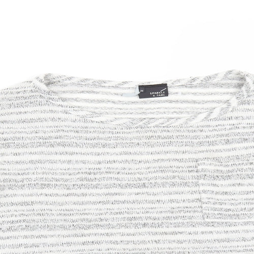 Sparkle & Fade Womens Grey Striped  Pullover Jumper Size XS