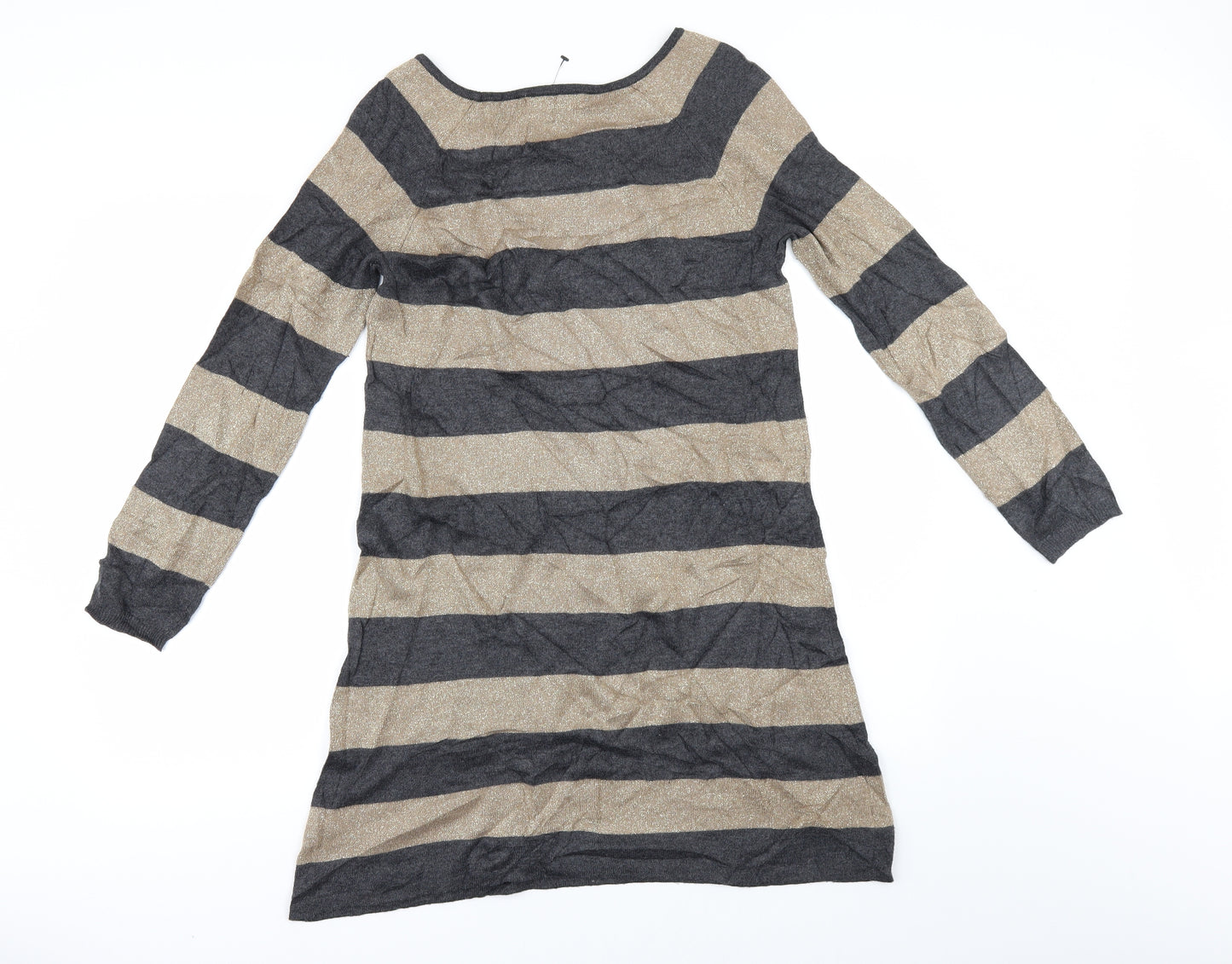 Marks and Spencer Womens Gold Striped  Jumper Dress  Size 14